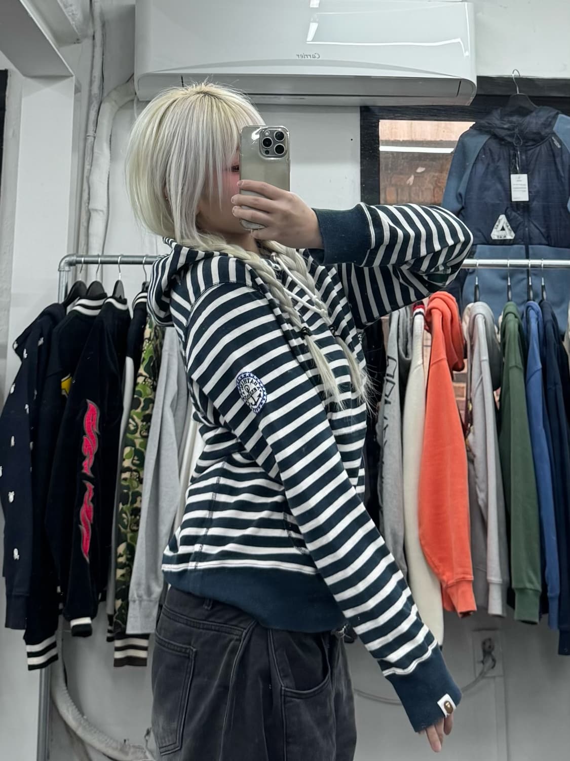 베이프 스트라이프 패턴 후디 상품이미지5