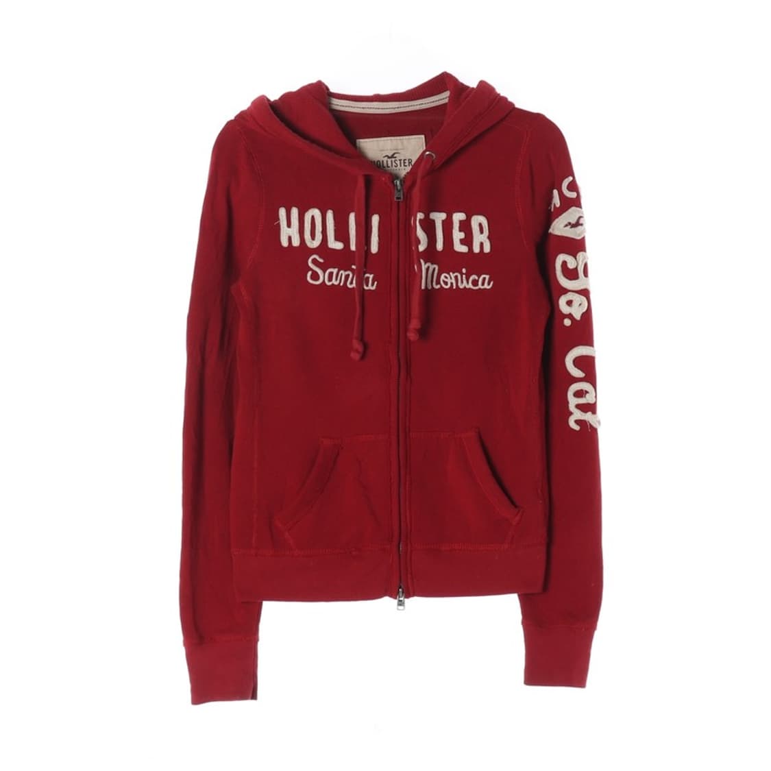 홀리스터 레드 자수 로고 후드집업 S 상품이미지1