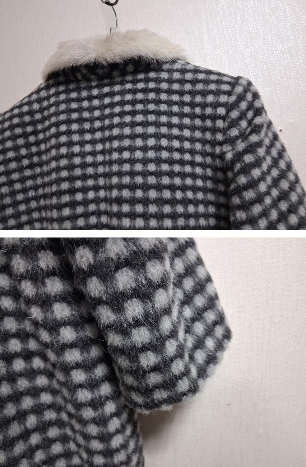 BELLE VOGUE 알파카롱코트 밍크카라 그레이검정체크 66 고품질 상품이미지8
