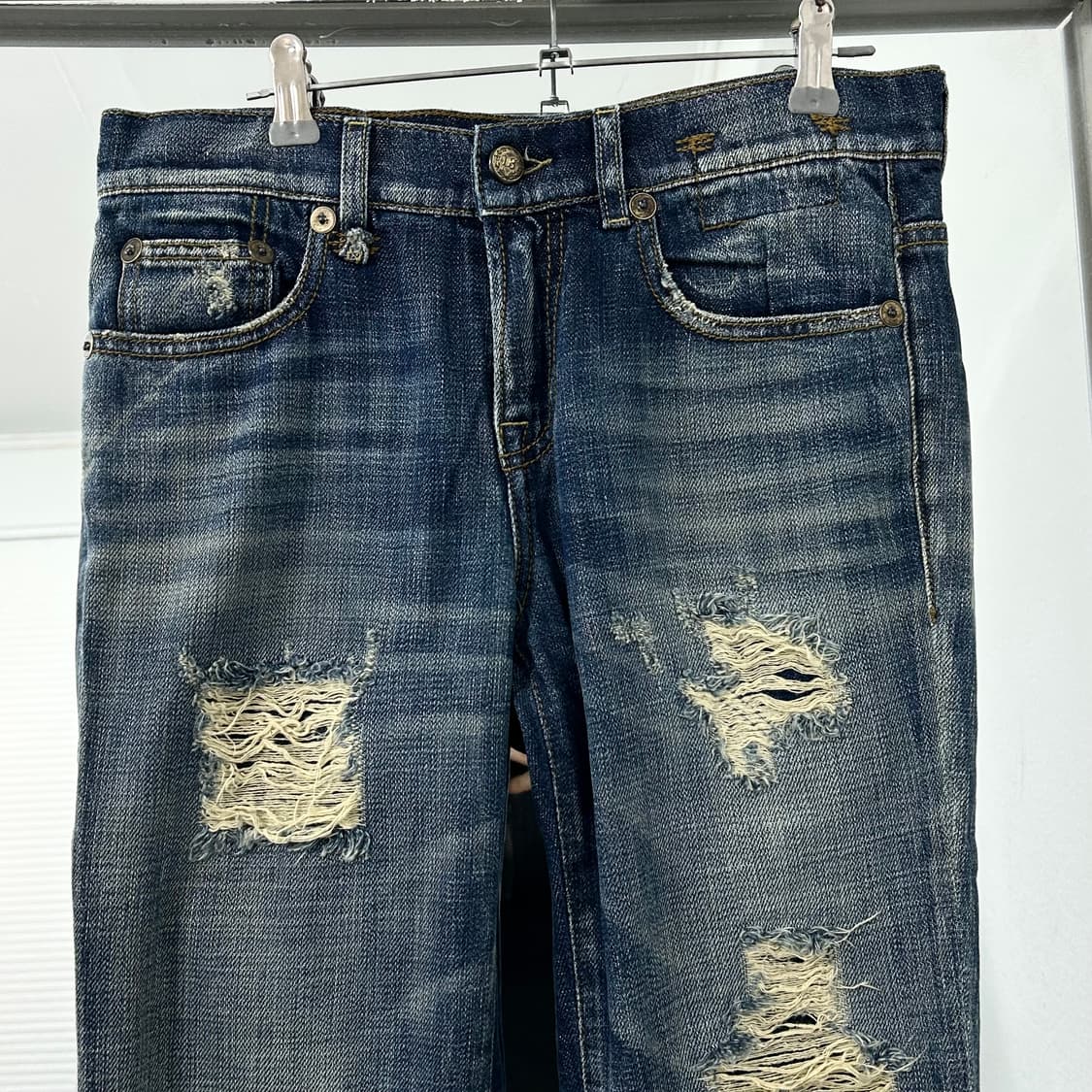 R13 알써틴 데미지 릴렉스드 스키니 데님 팬츠 상품이미지6