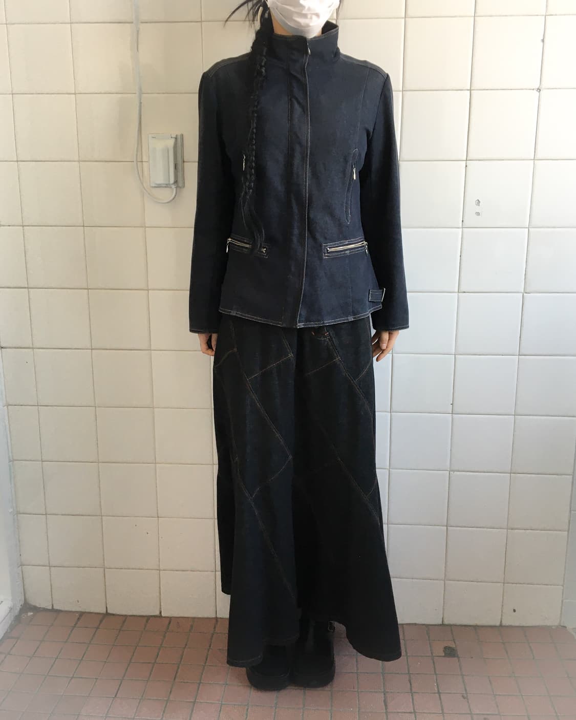 High neck denim zip up jacket 상품이미지1