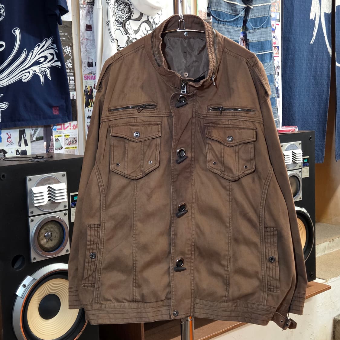 JPN 투지퍼 버클 브라운 코튼 자켓 상품이미지2