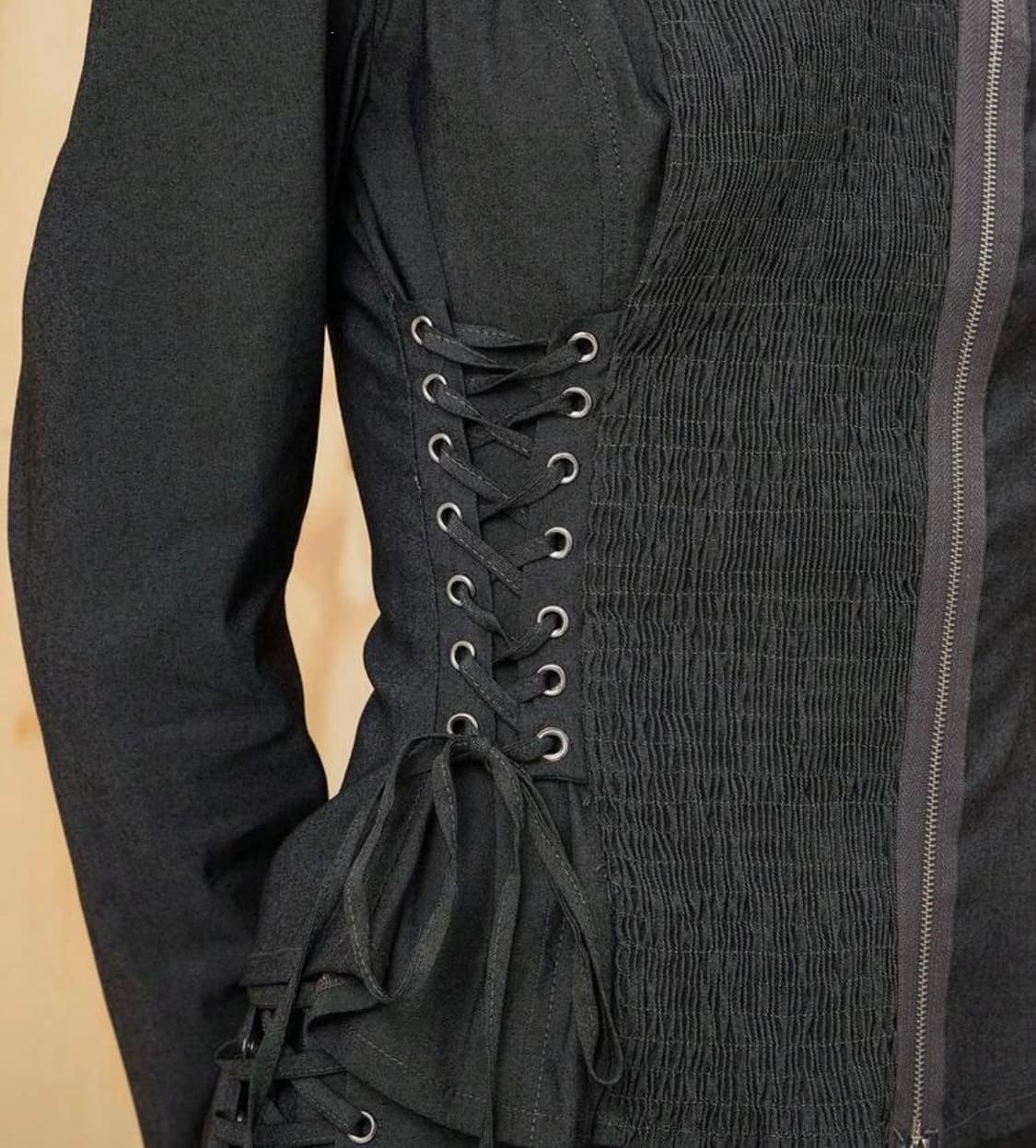 사선 지퍼 셔링 코르셋 탑 상품이미지4