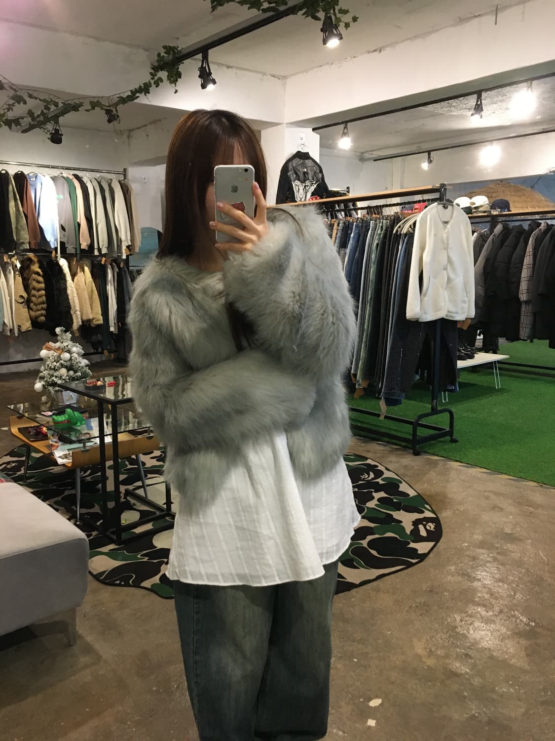 은빛 그레이 퍼 자켓 상품이미지2