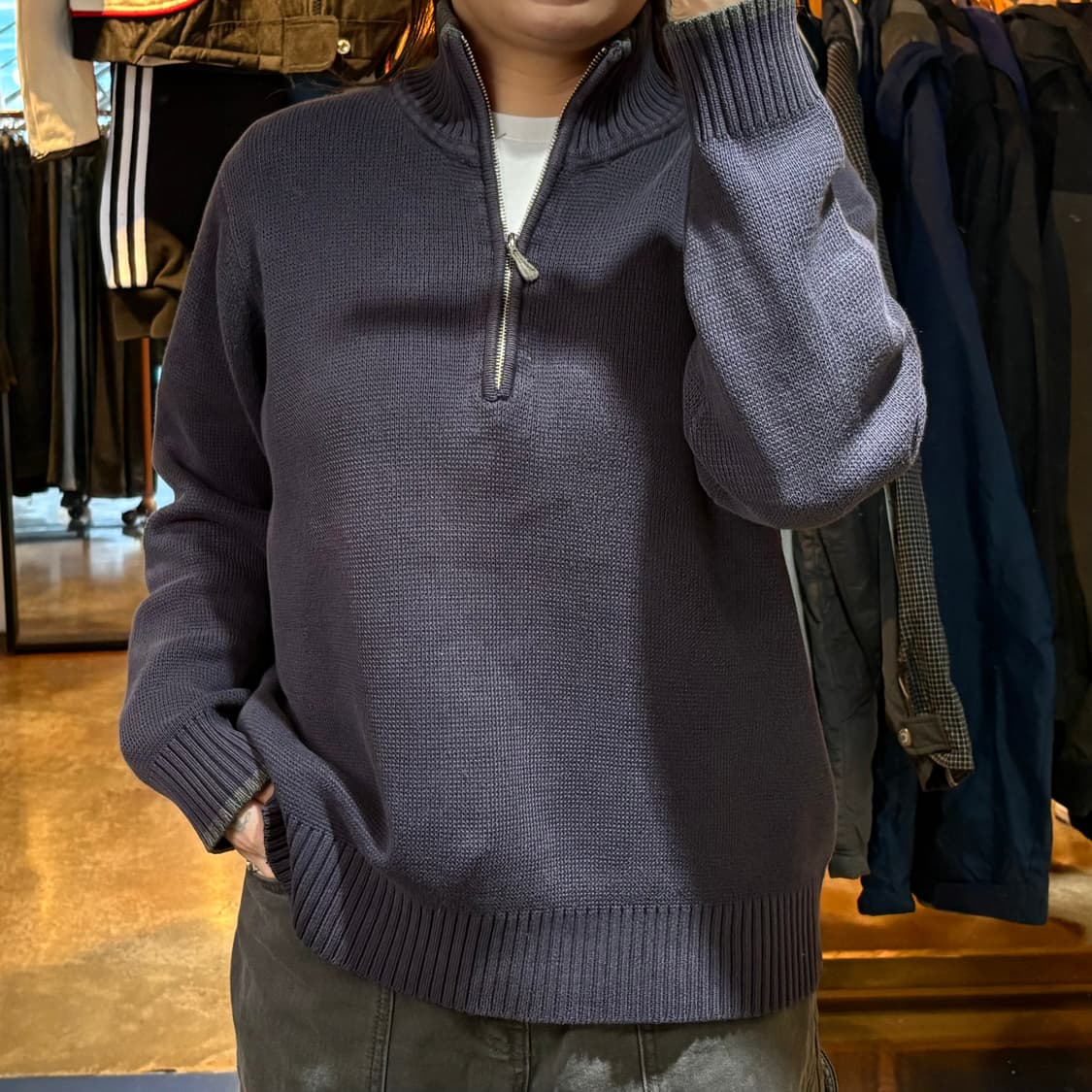 타미힐피거 네이비 반집업 니트 상품이미지1