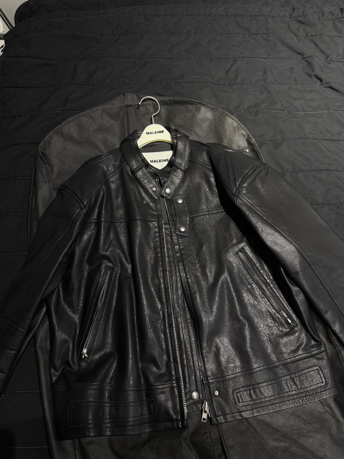 알렌느 BELTED 3D FAUX LEATHER BIKER JACKET  상품이미지2