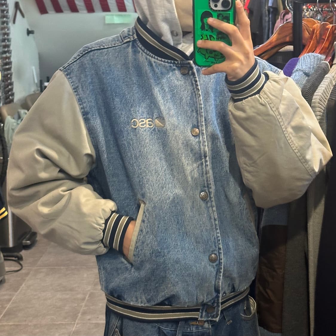 [NO.9] 빈티지 바시티 청/베이지 상품이미지4