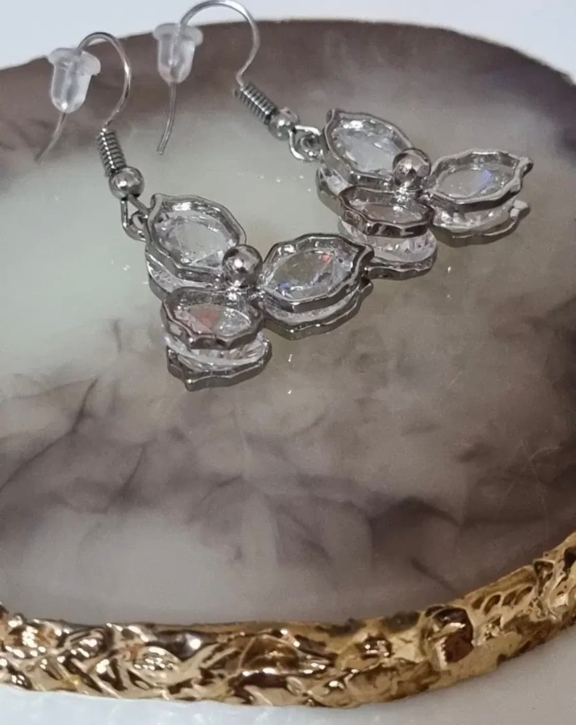 핸드메이드 )세잎클로버 크리스탈 귀걸이 상품이미지5