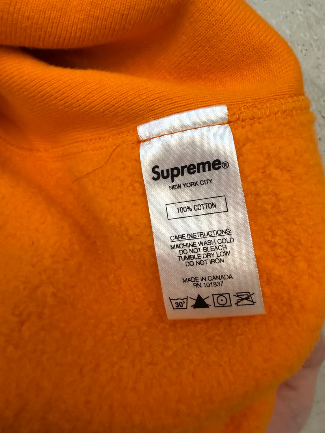 슈프림 슬리브 로고 후디 오렌지 상품이미지5