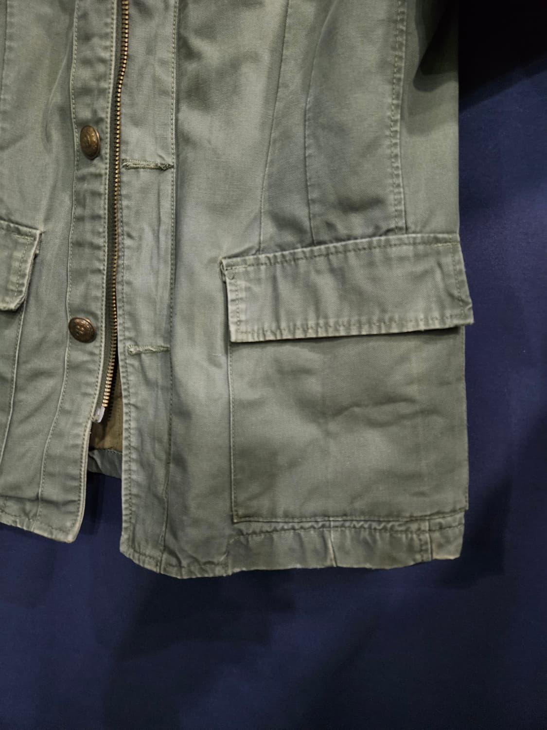 스타일 베이직 카키컬러 남성 슬림핏 95 빈티지 데님 야상자켓  상품이미지6