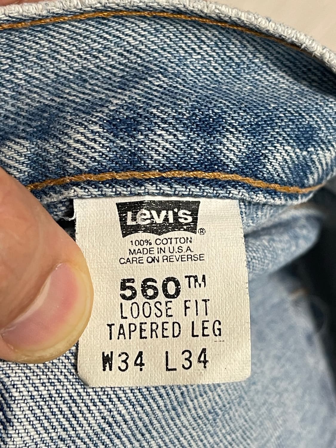 리바이스made in USA 560연청 데님청바지 34/34(기장수선) 상품이미지9