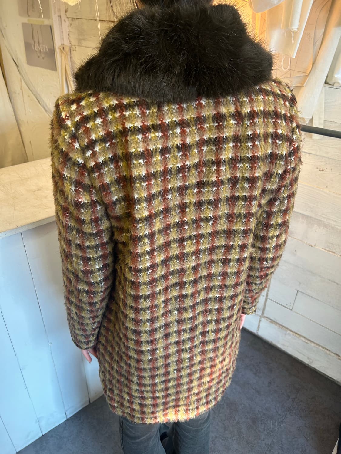 Benetton 트위드 퍼코트 상품이미지2