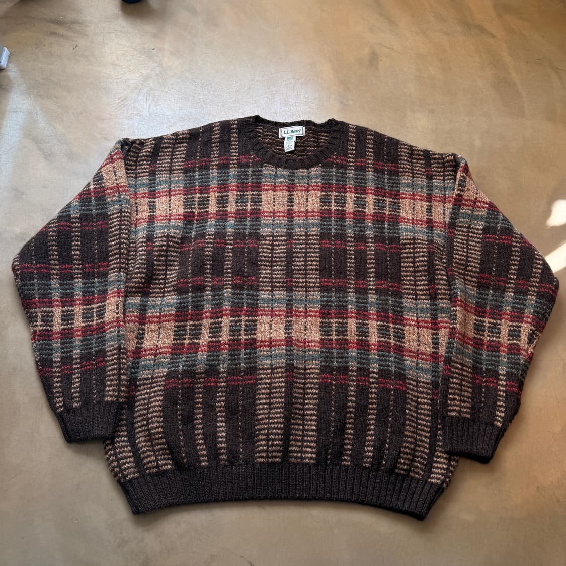 엘엘빈 체크 패턴 스웨터 뉴질랜드 울 스코틀랜드 제작 L XL XXL 상품이미지1