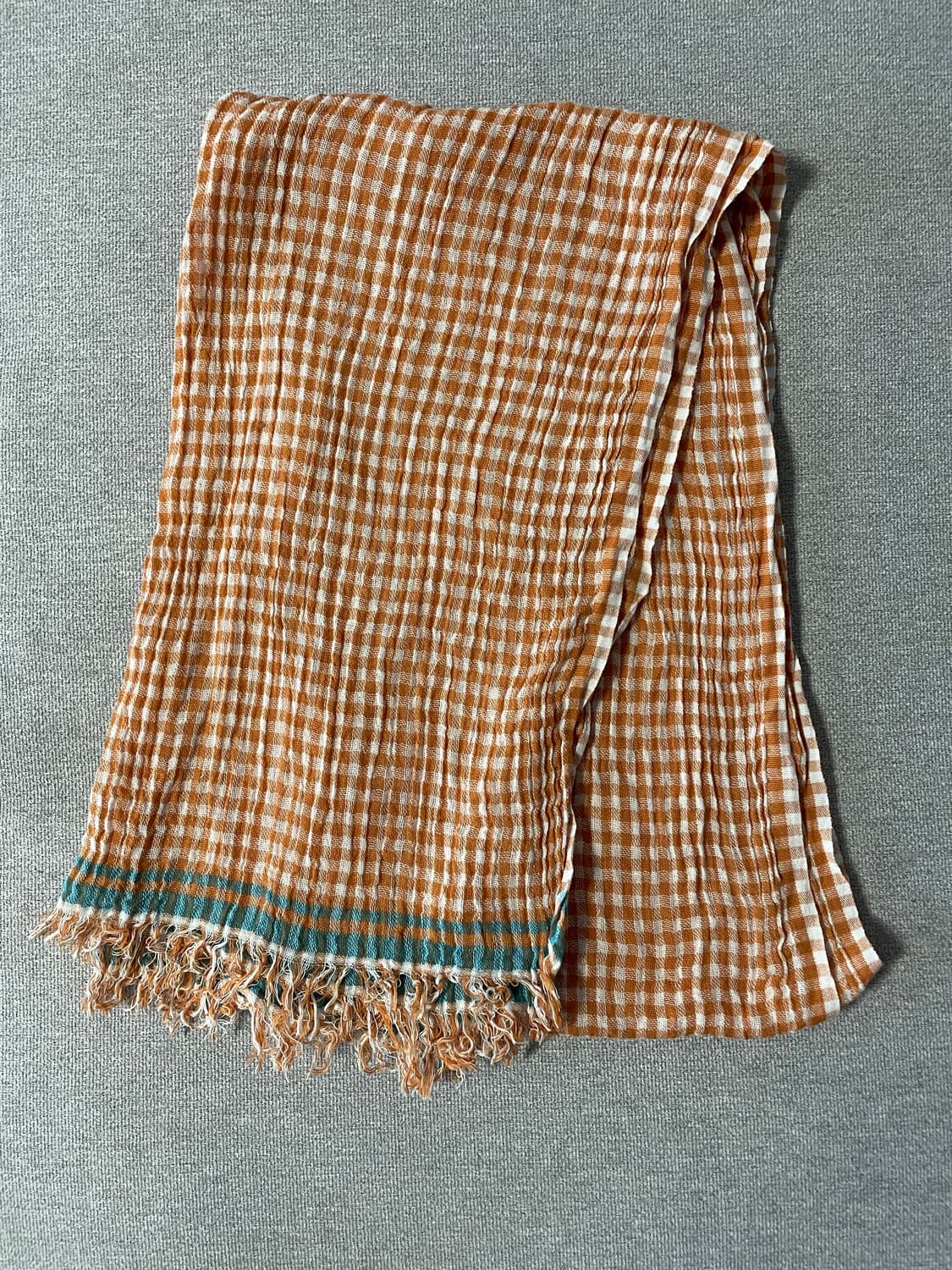 빈티지 깅엄 체크 코튼 머플러 상품이미지1