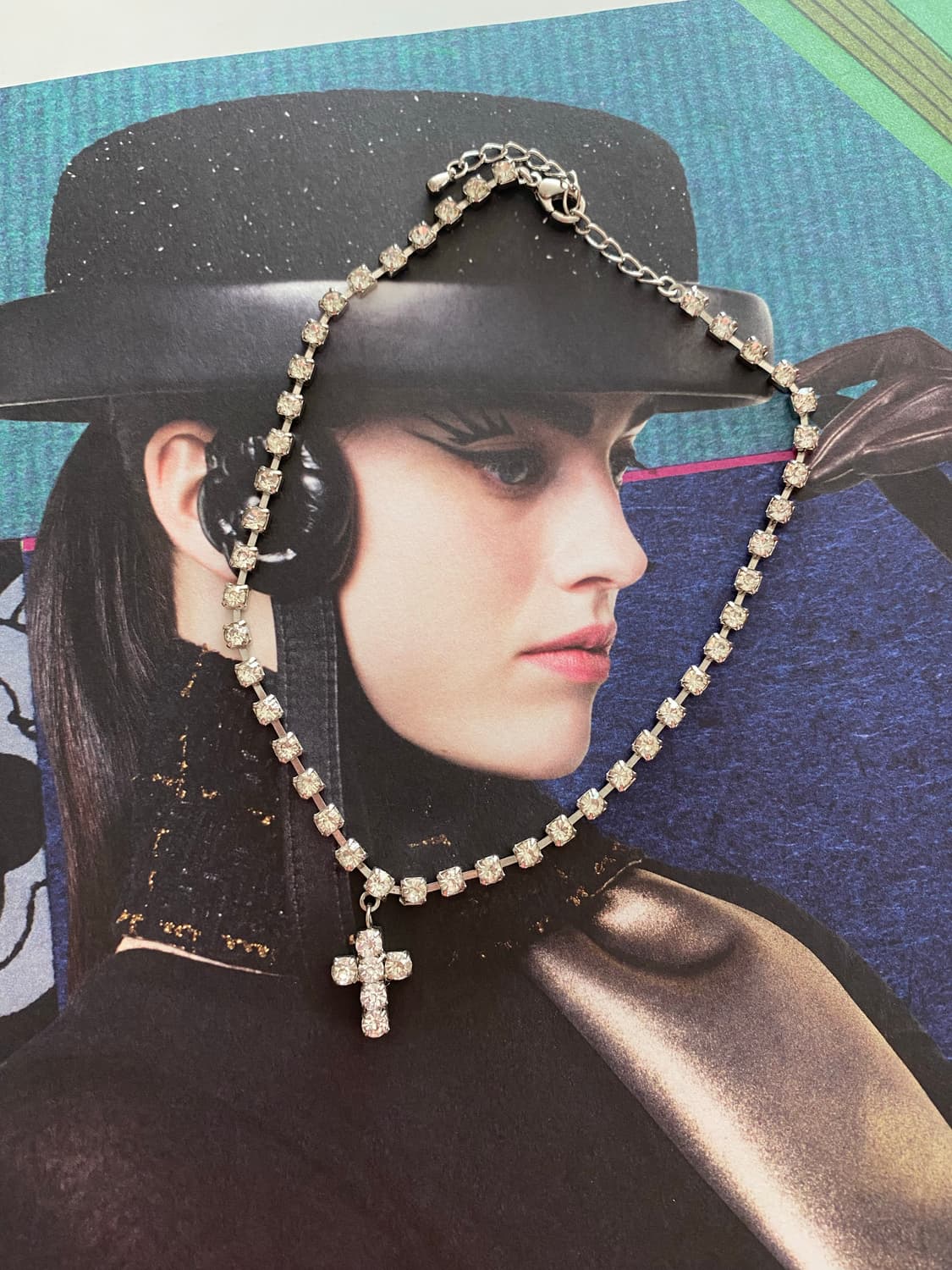 빈티지 십자가 큐빅 목걸이 초커 y2k 주얼리 악세사리 상품이미지1