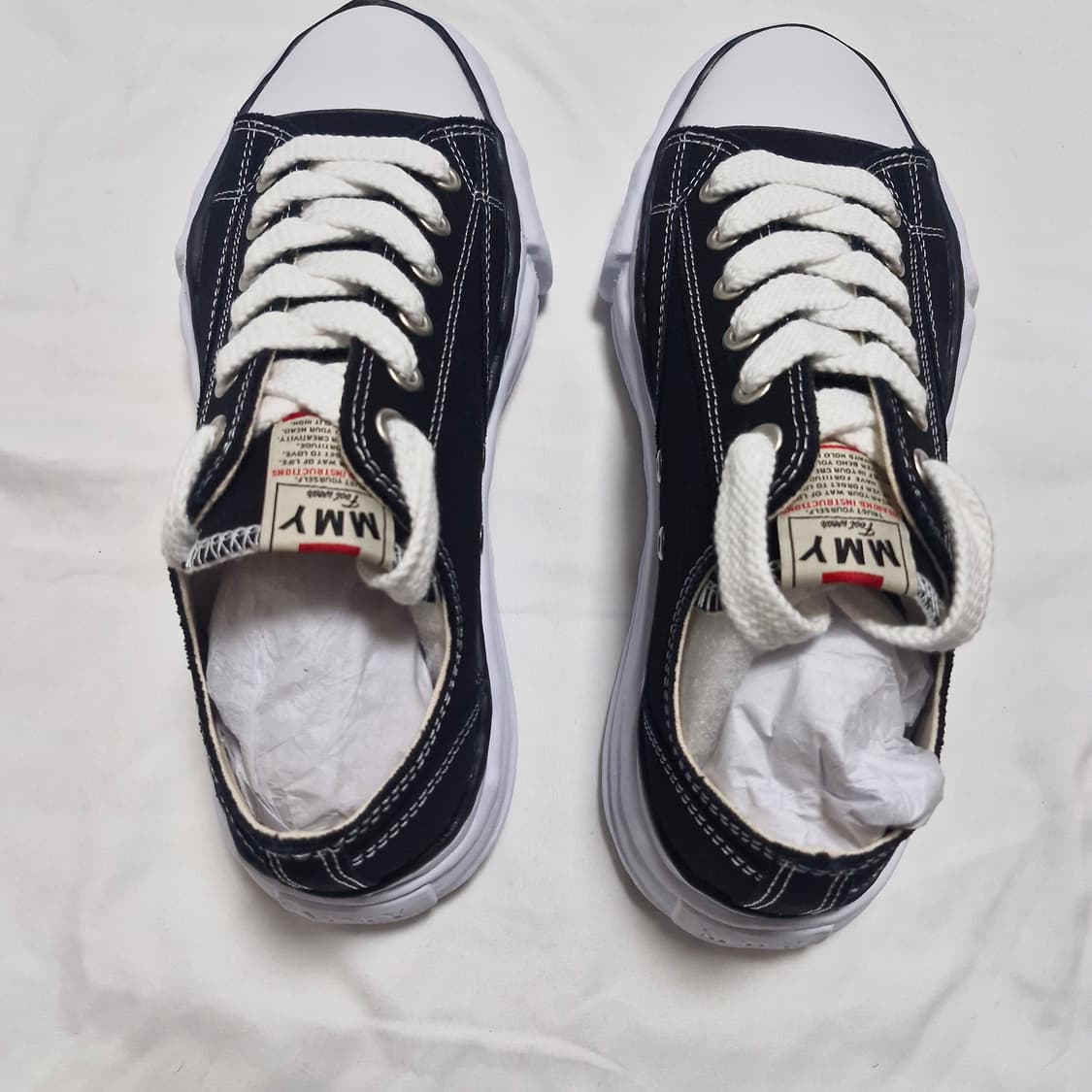 메종 미하라 야스히로 피터슨 OG 솔 캔버스 로우 스니커즈 블랙 상품이미지4