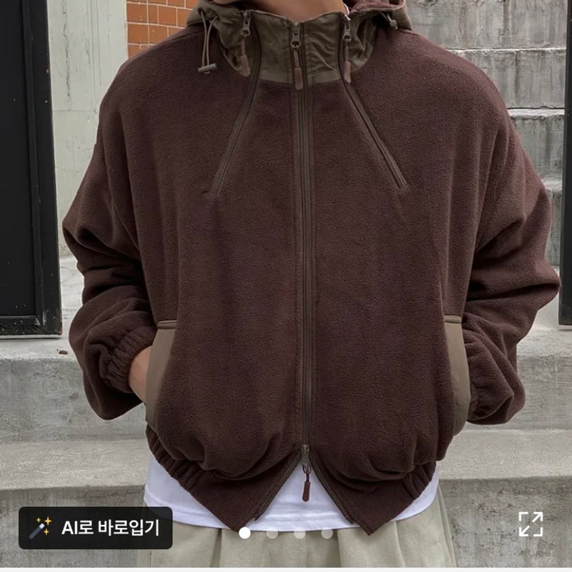 (새상품)베어 크롭 플리스 후드집업 상품이미지1