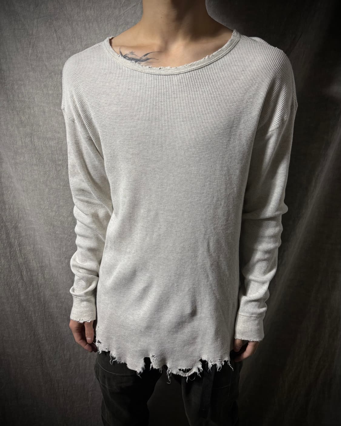ANCELLM Distressed Waffle Knit 상품이미지2