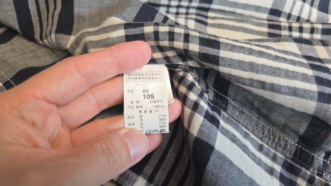 타임 옴므 블랙  체크 린넨 셔츠  상품이미지5