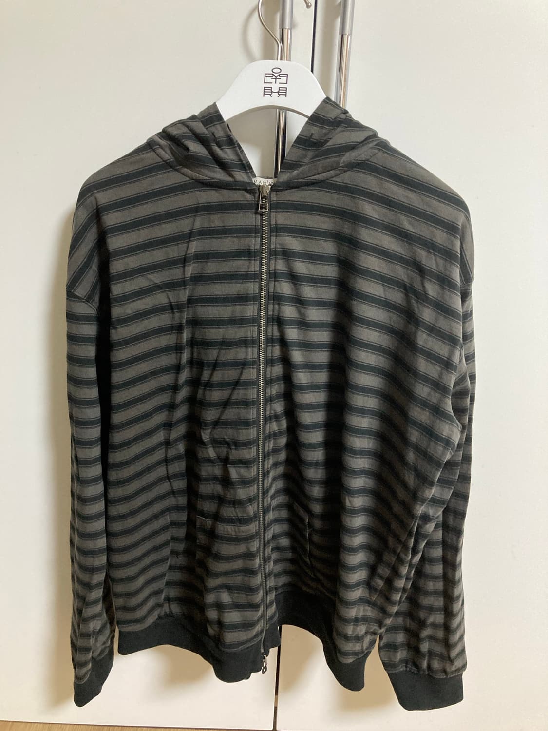 [3]폴리테루 휴먼인덱스 휴먼 스트라이프 집 후디 블랙 상품이미지2