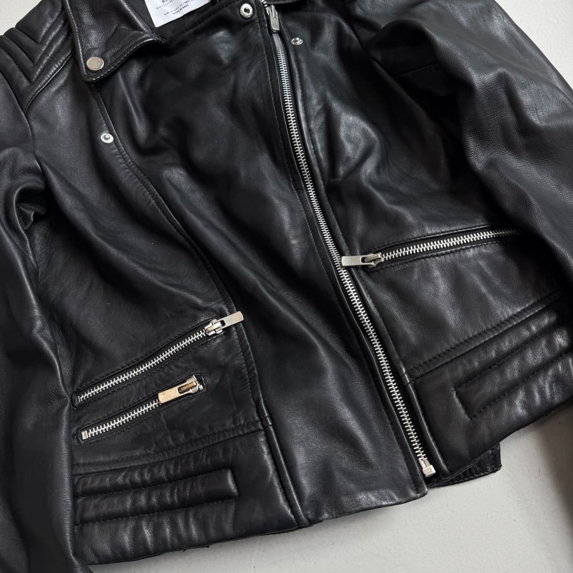 바이커 리얼레더 사선 라이더 양가죽 자켓 상품이미지6