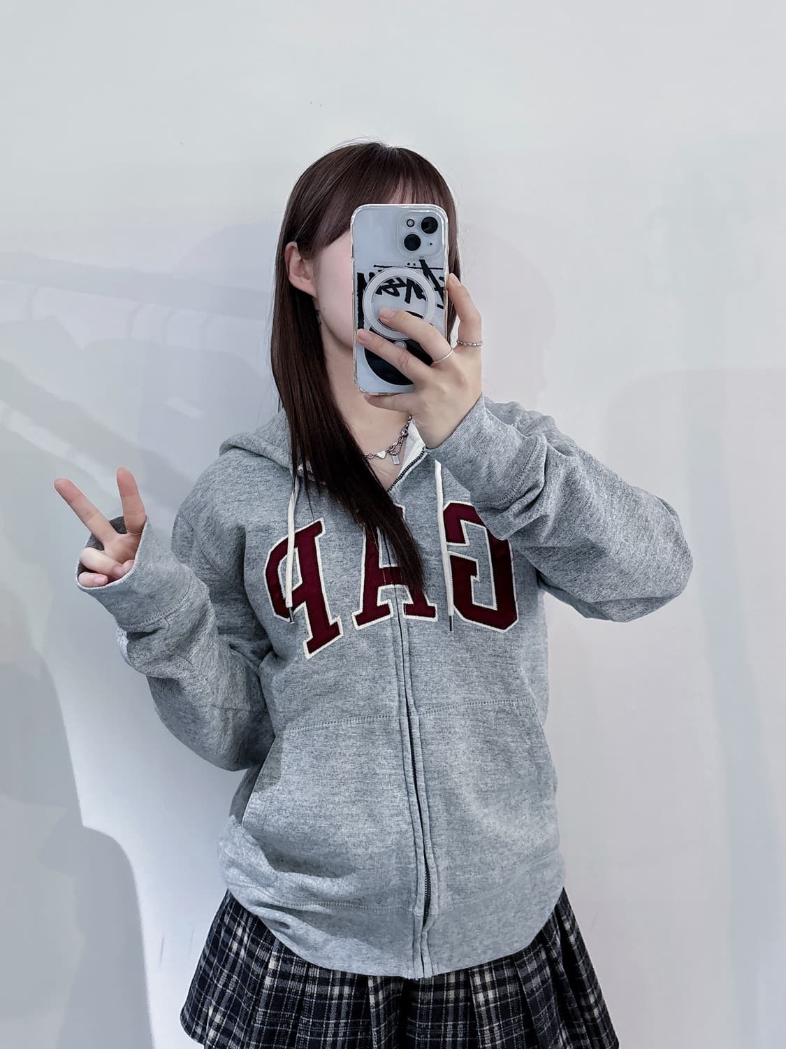 갭 그레이 빅로고 후드집업 상품이미지1