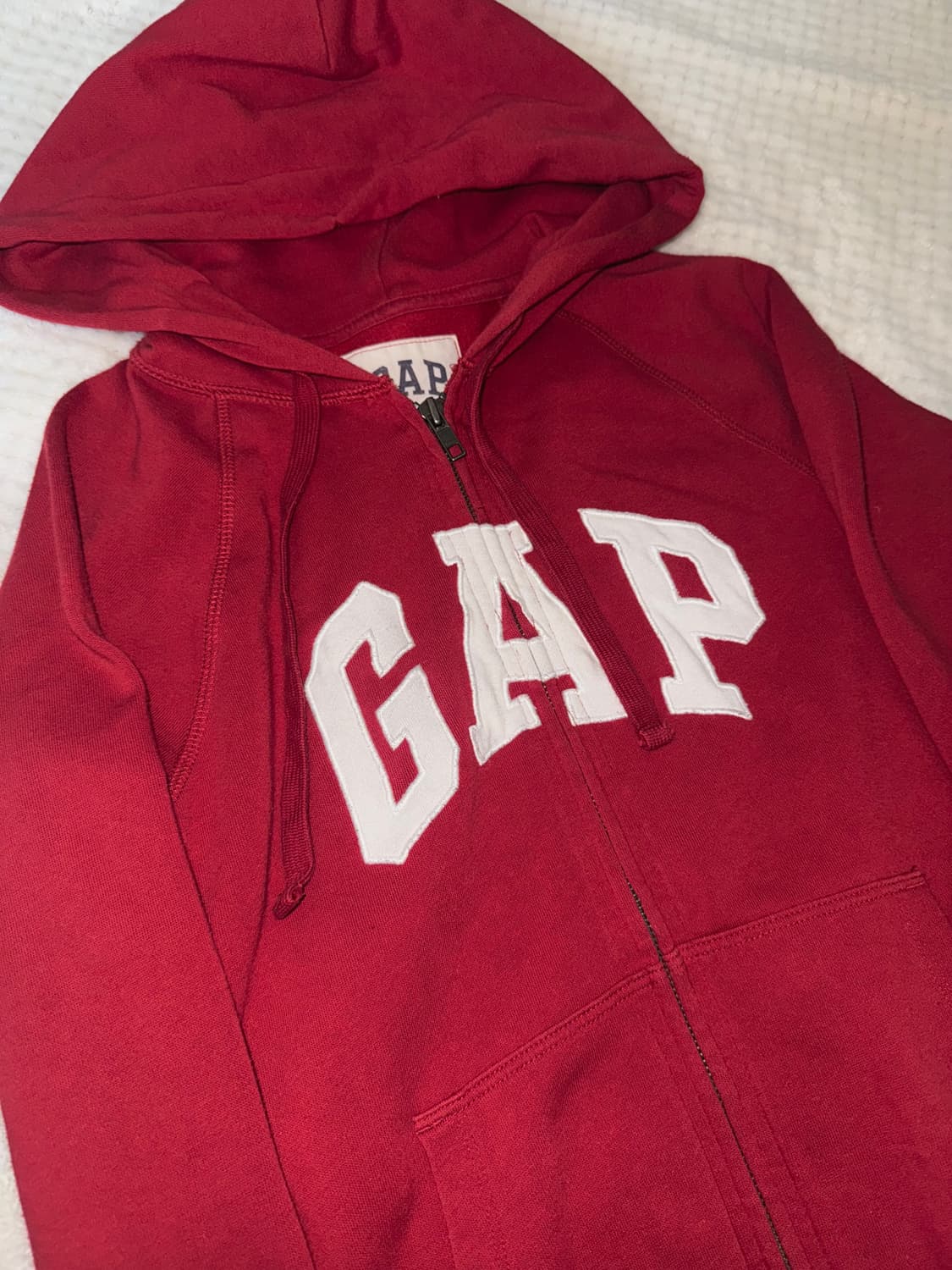 갭 슬림핏 딱붙핏 빈티지 후드집업 딥레드 키키 상품이미지1
