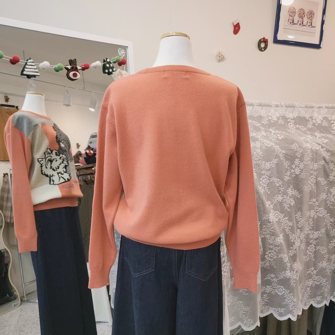 Black&white 테리어자수 울100 니트 상품이미지9