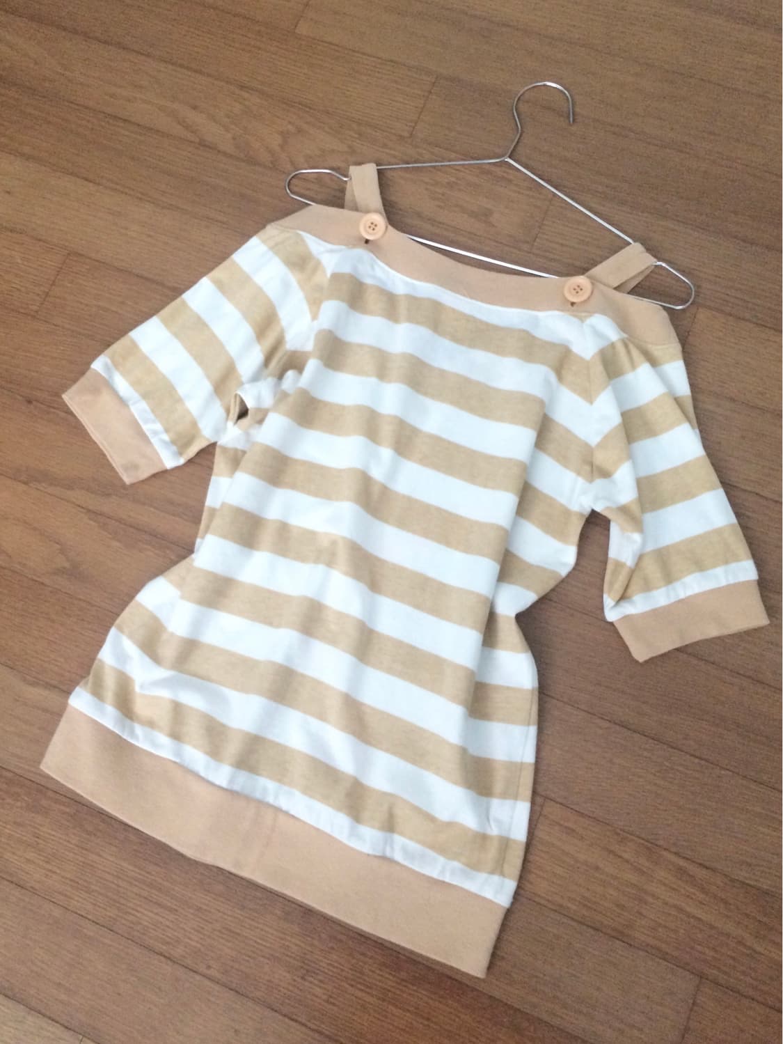 Gal Button Stripe Top 히비스커스 갸루 탑 상품이미지4