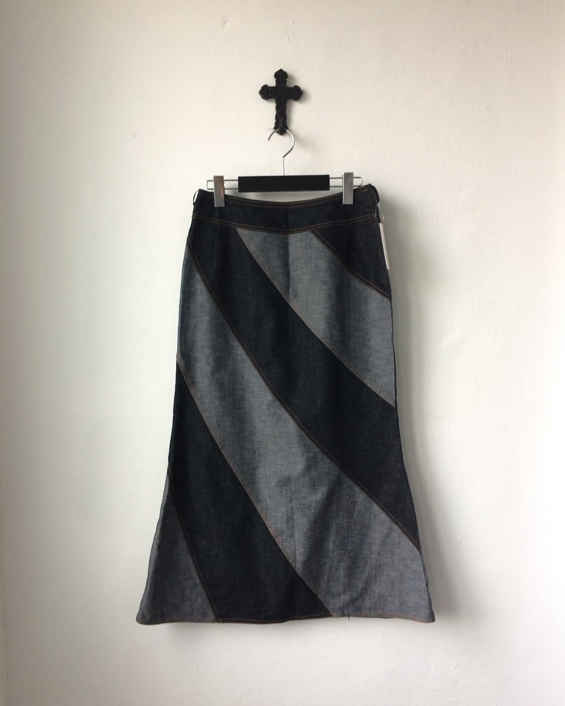 Patch work point long skirt 상품이미지1