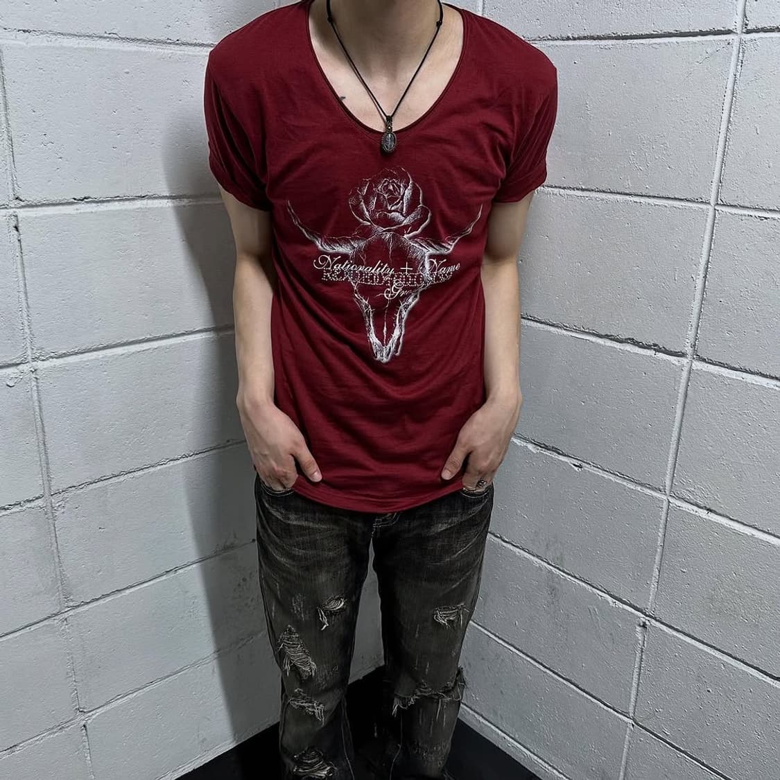 red wine bull printing short 상품이미지2