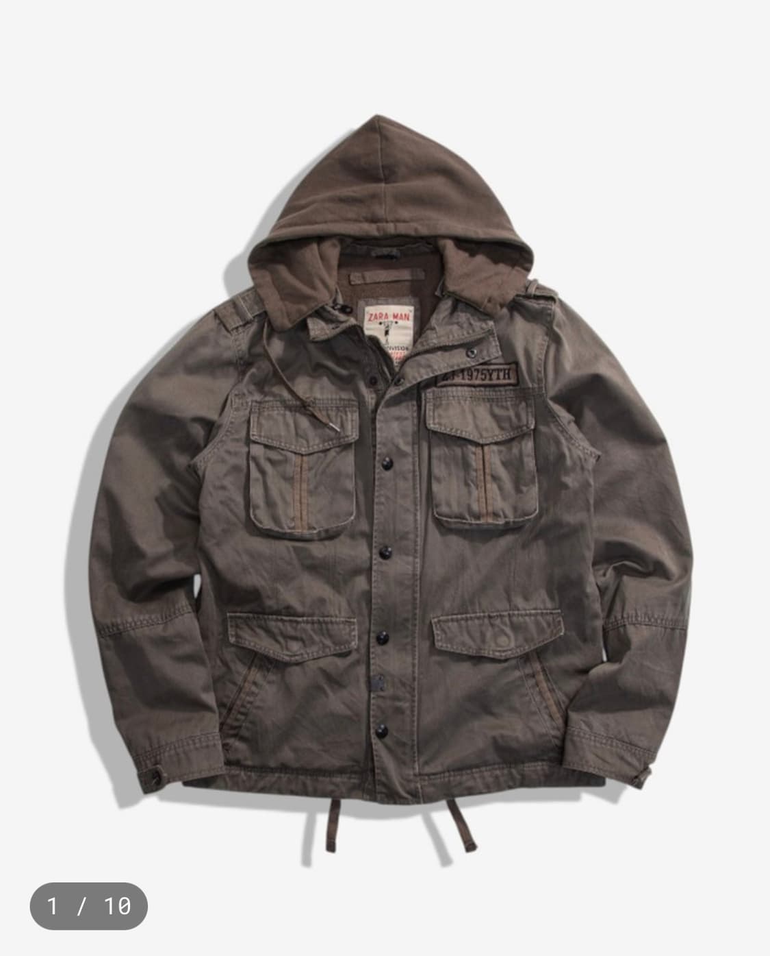 자라 ZARA 빈티지 후드 야상 자켓 카키 브라운 그런지 상품이미지1