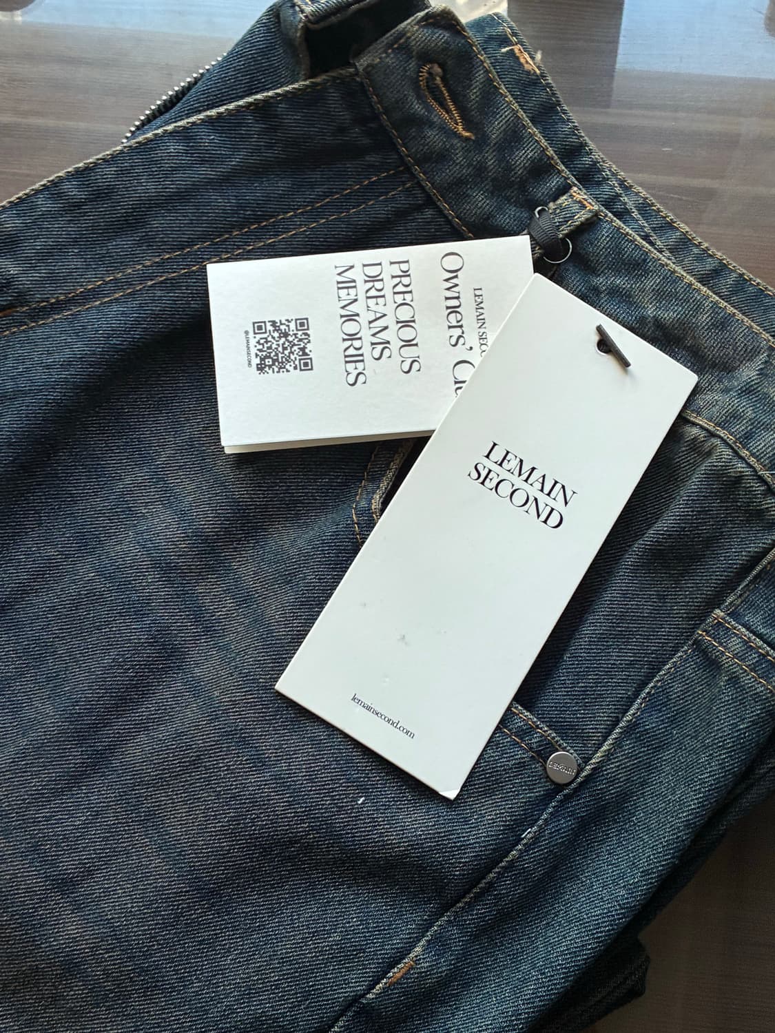 (새상품)(L)리메인세컨드 빈티지 캣워싱 와이드 데님 팬츠[옐로우 워싱] 상품이미지8