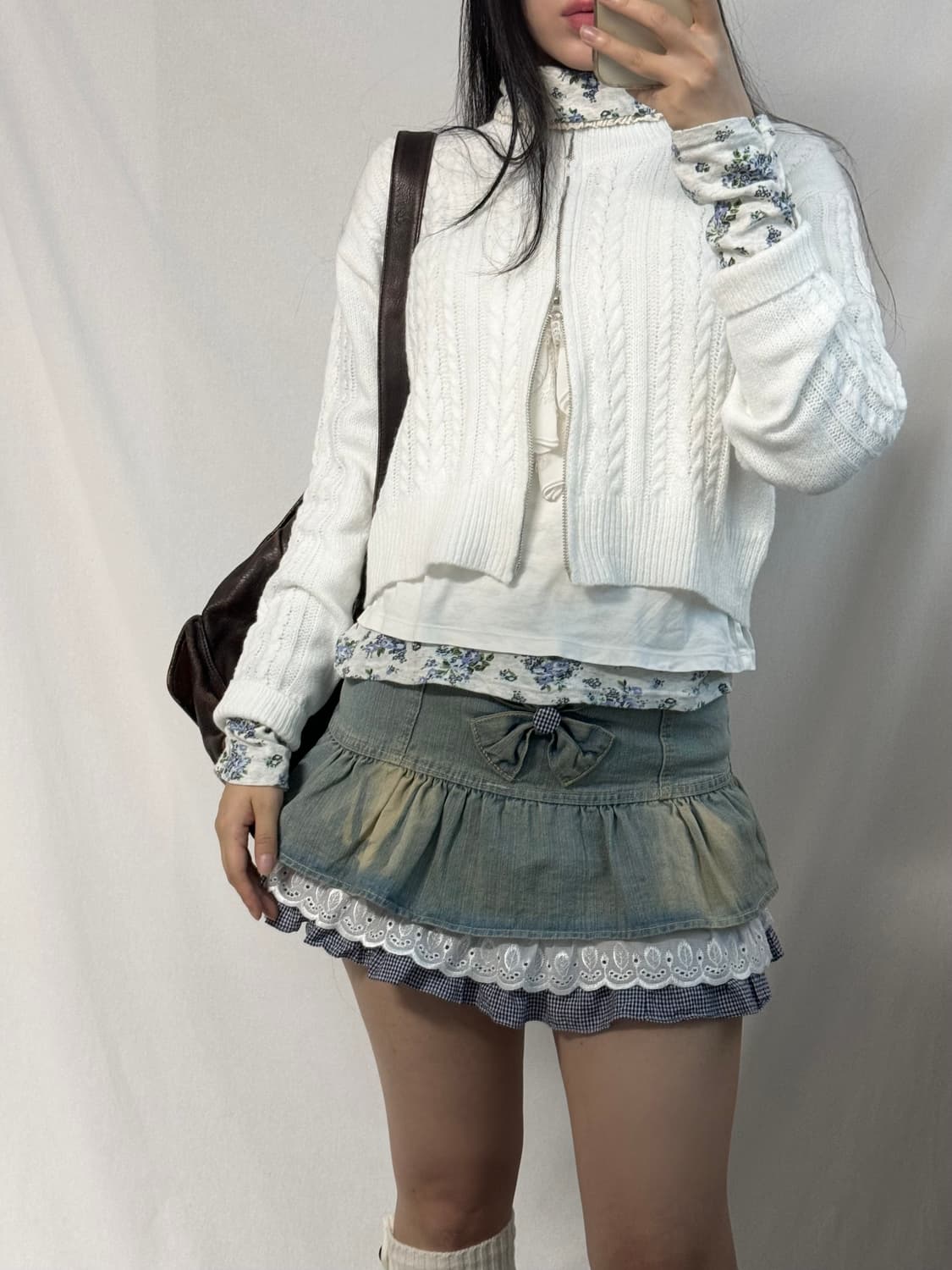 케이블 니트 하이넥 집업 상품이미지7