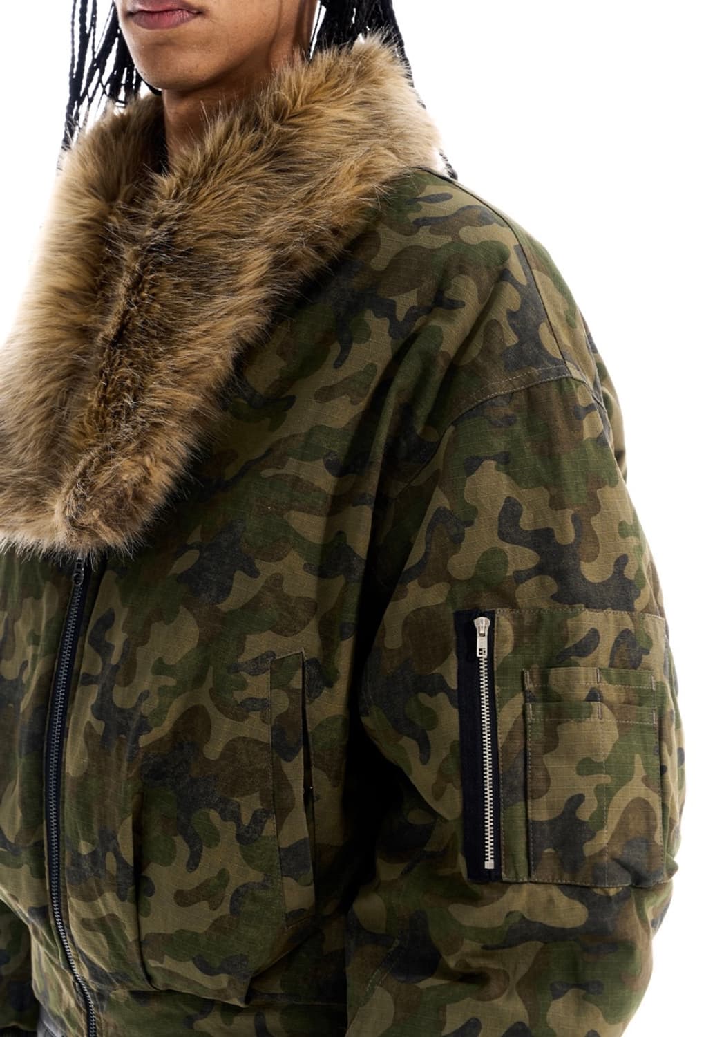 Reversible Camo Fur Collar Bomber 상품이미지8