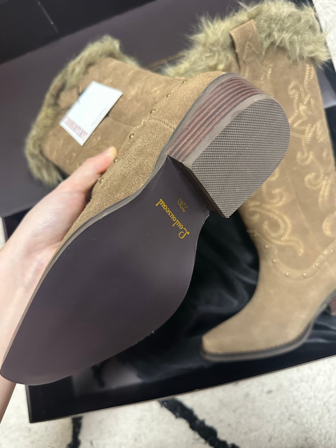 루루서울 웨스턴 믹스 퍼 부츠 225 상품이미지7