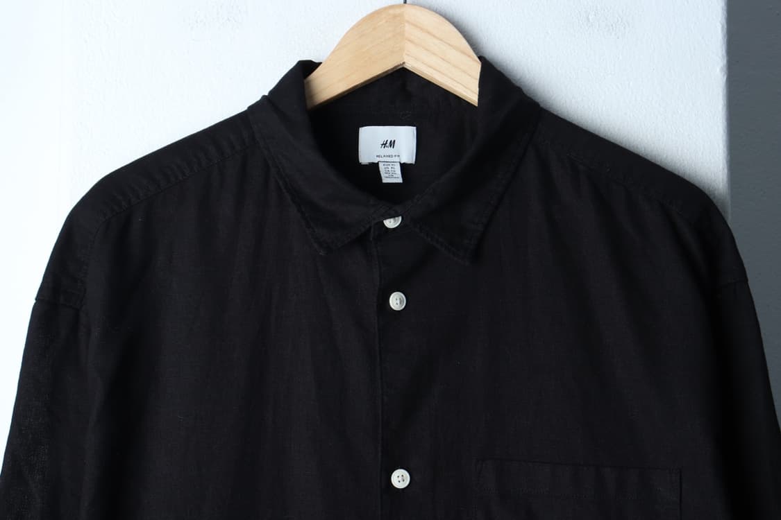 (2XL) 에이치앤엠 반팔 카라 티셔츠 셔츠 남방 블랙 무지-H31685 상품이미지3