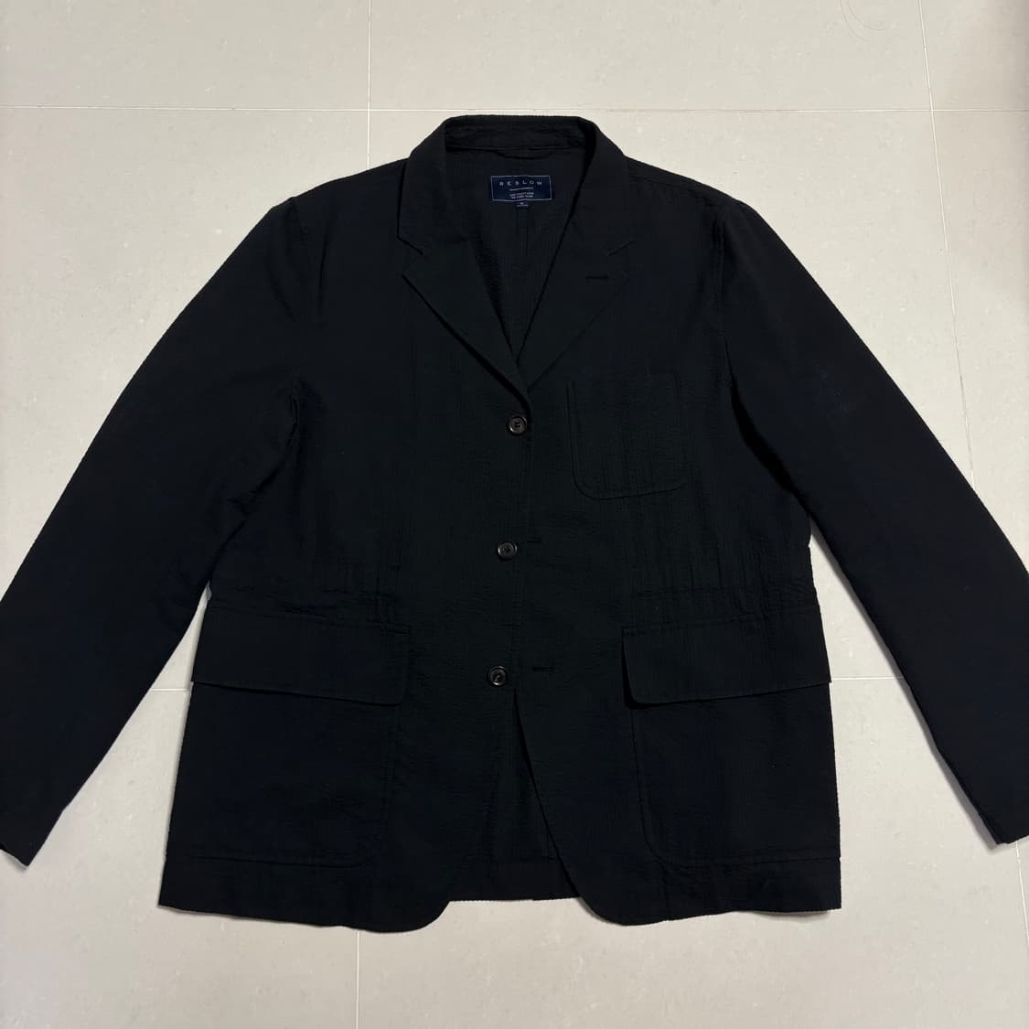 정품 비슬로우 시어서커 블랙 블레이저 자켓 상품이미지4