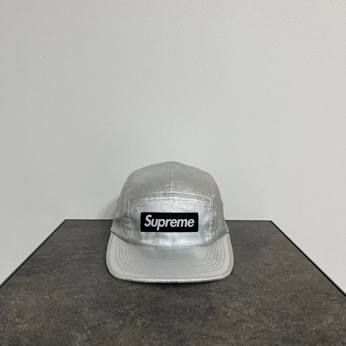 슈프림 워시드 실버 박스로고 캠프캡 모자 상품이미지1