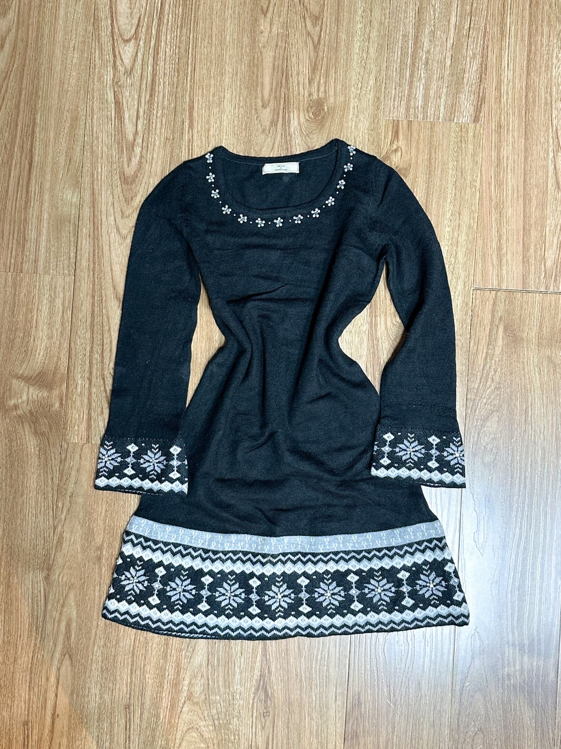 빈티지 보석 니트 원피스 오네갸루 로걀 라떼 공겜여주 긱시크 고딕 고스 상품이미지1