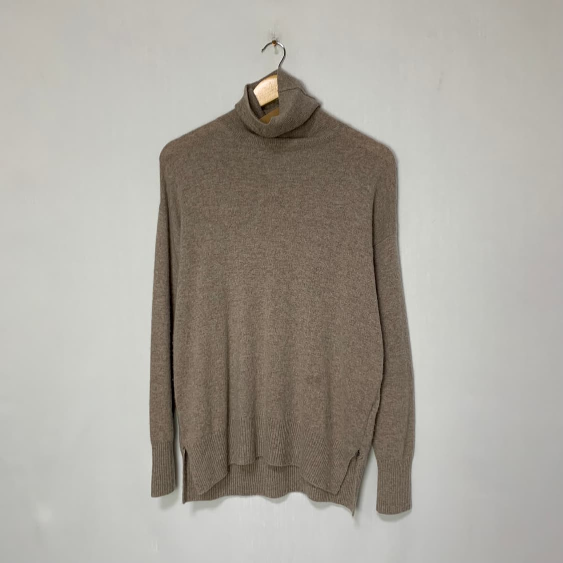 빈티지 캐시미어 100 핑크 베이지 터틀넥 니트 스웨터 상품이미지1