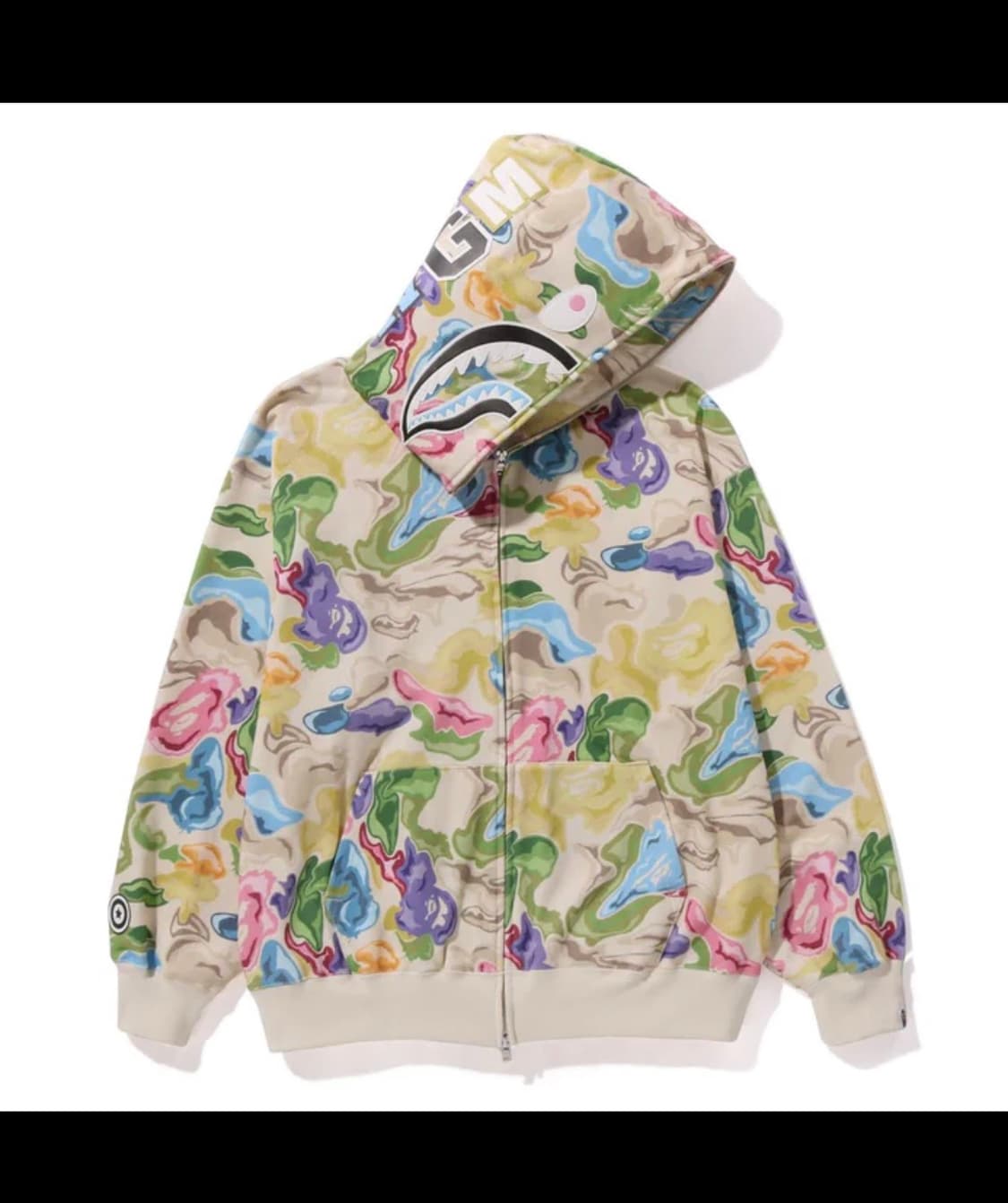 베이프 아트 카모 샤크 후드집업 23FW L 라지 상품이미지1