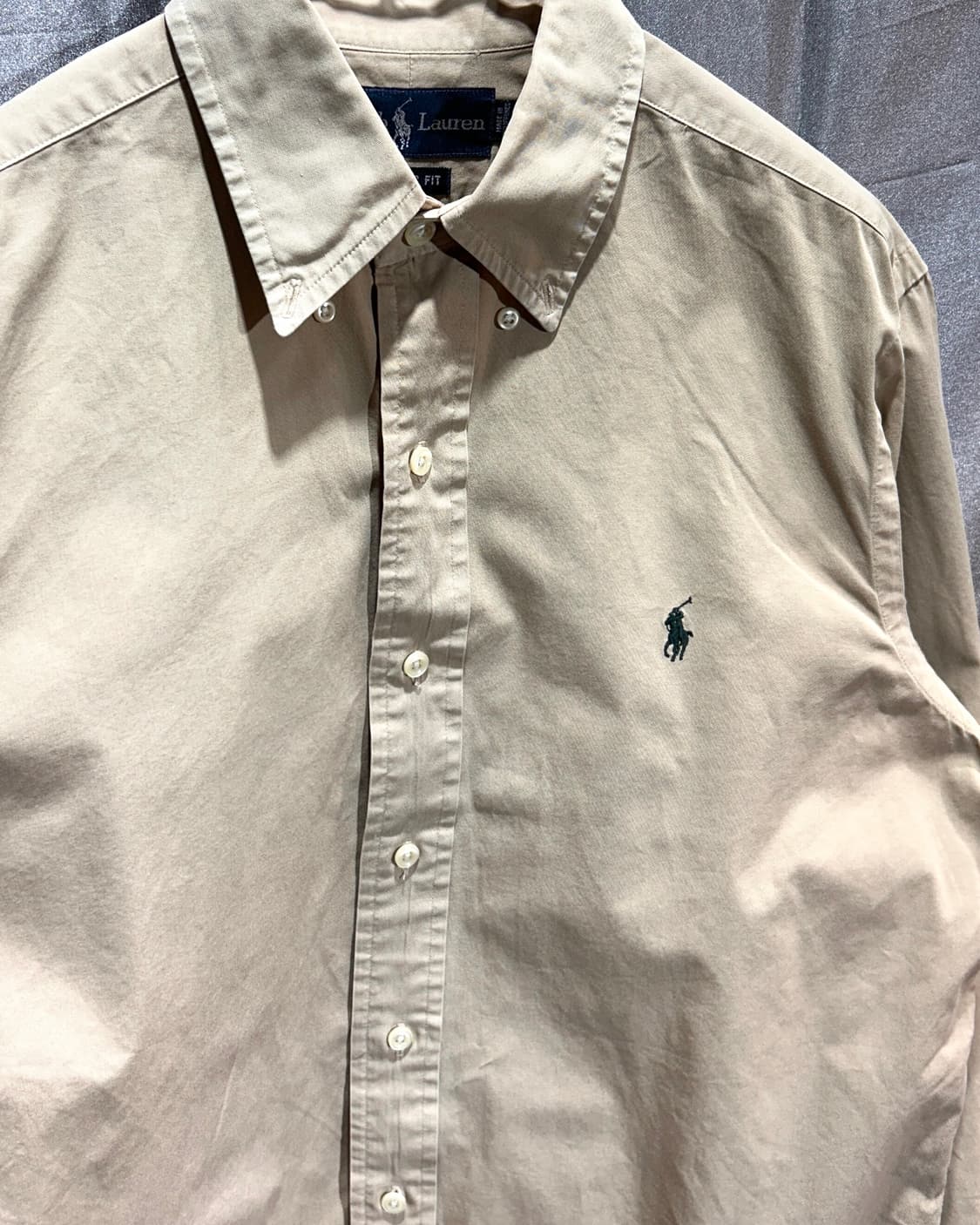 S 폴로랄프로렌 네이비 포니 클래식핏 베이지 코튼 셔츠  상품이미지4