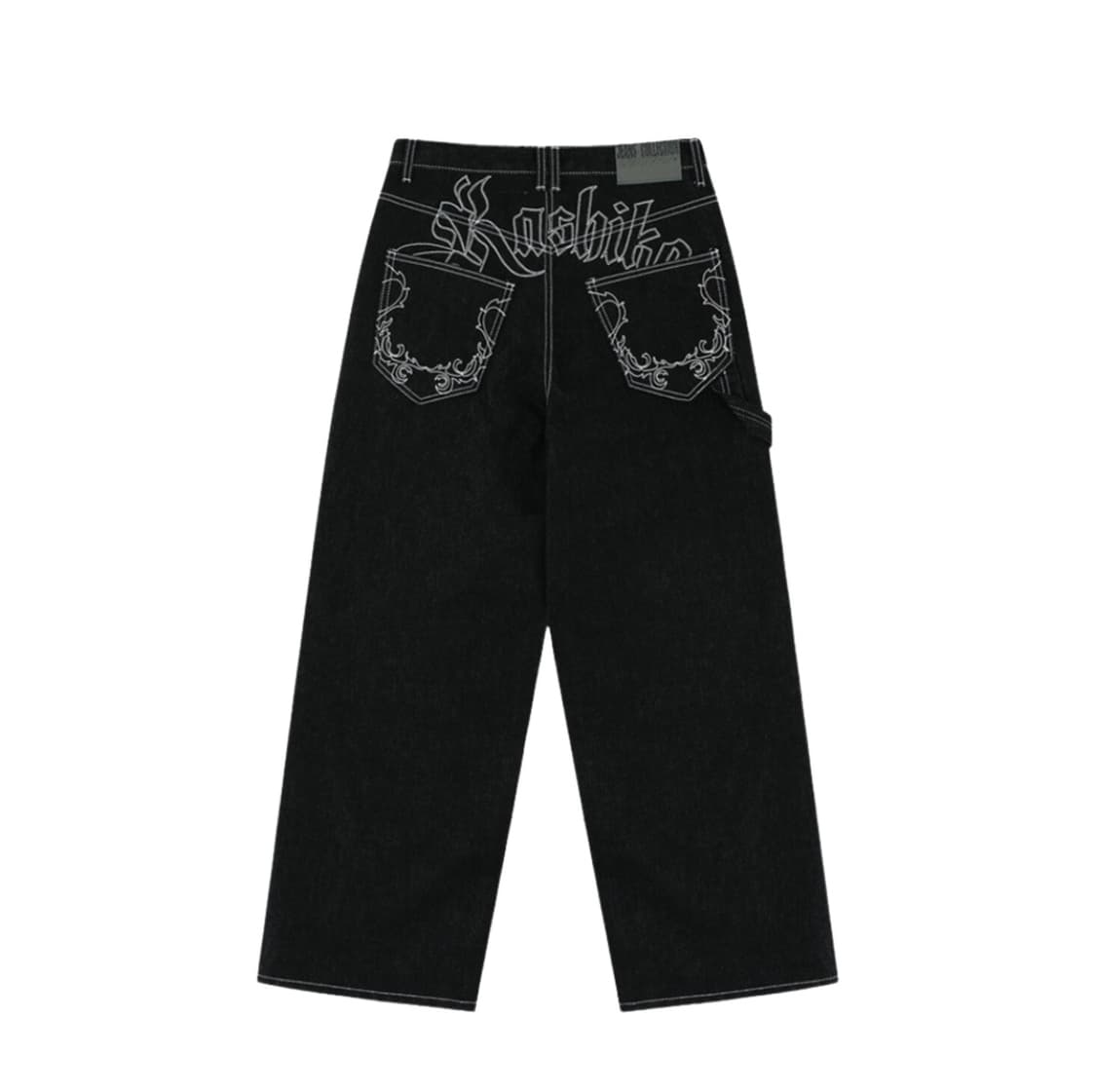 카시코 자수 논페이드 데님 팬츠 블랙 (26인치 수선) 상품이미지1