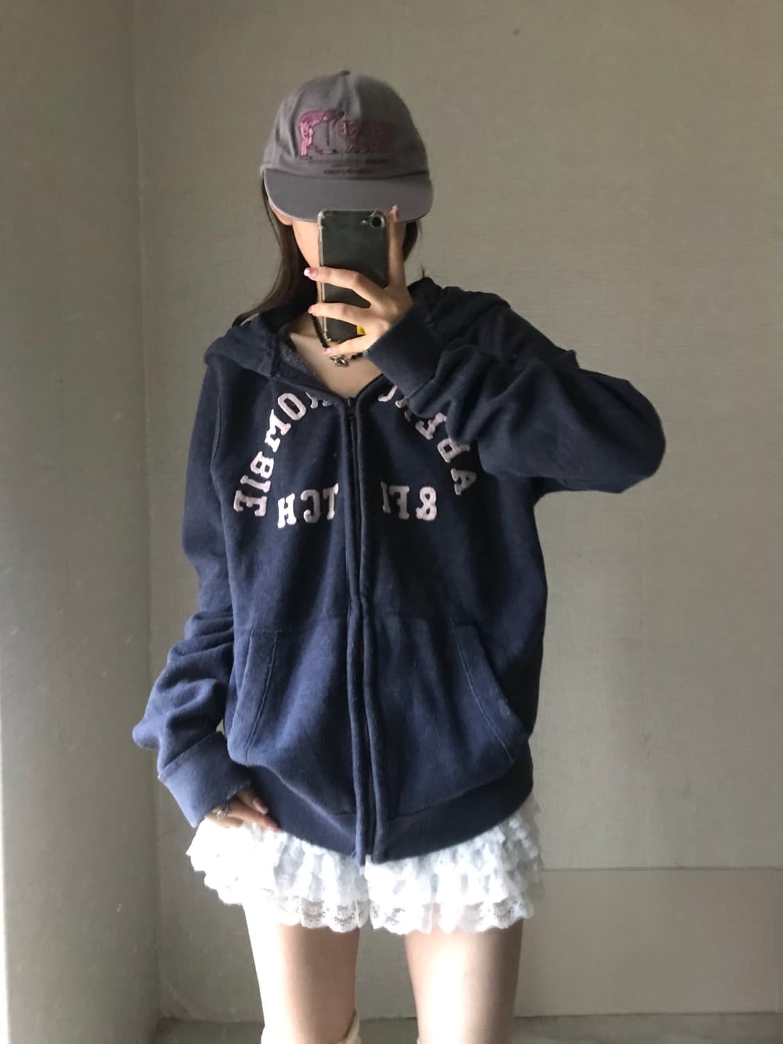 아베크롬비 네이비 핑크 후드집업 상품이미지2