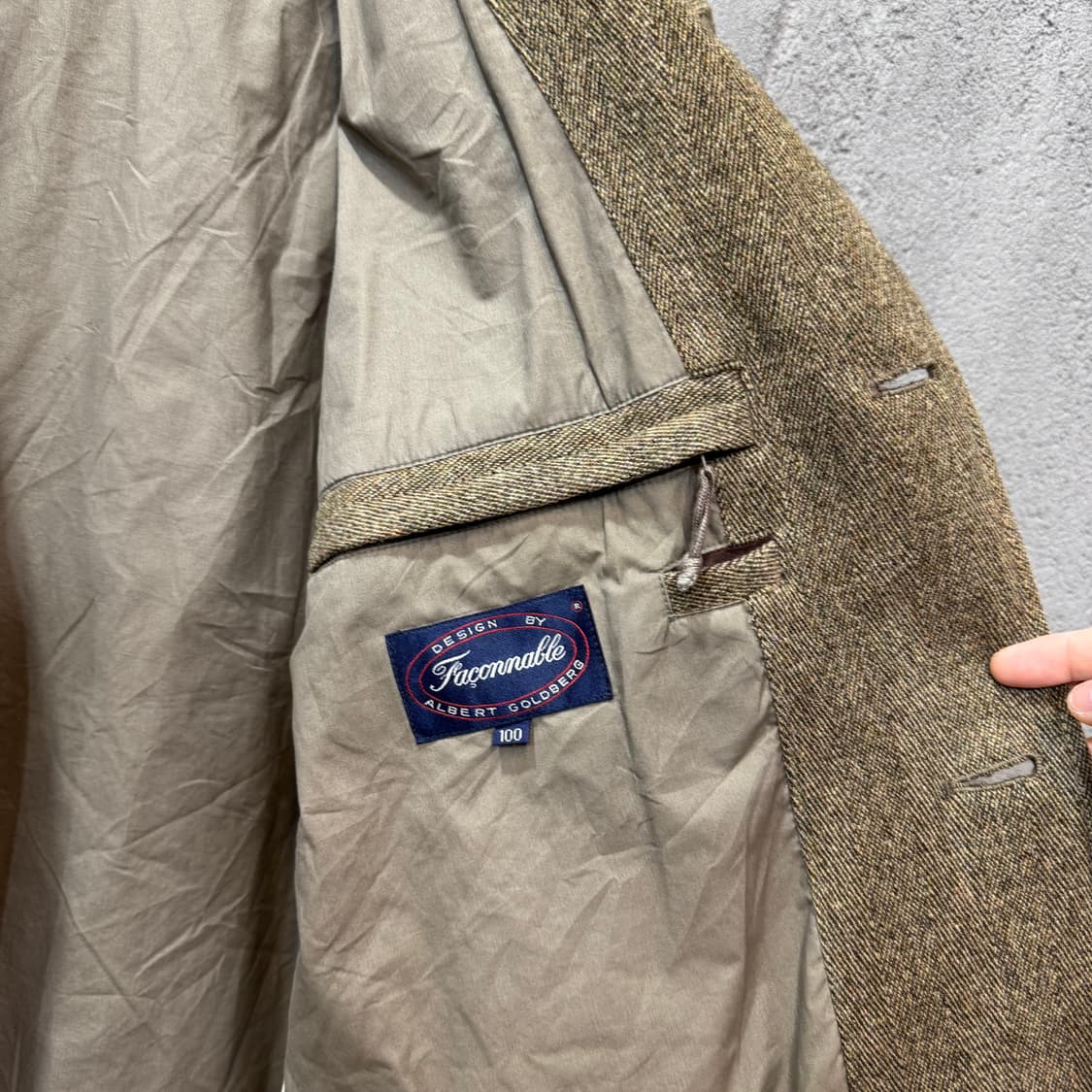 80s 파코나블 해링본 울 트위드 자켓 (L)   상품이미지8