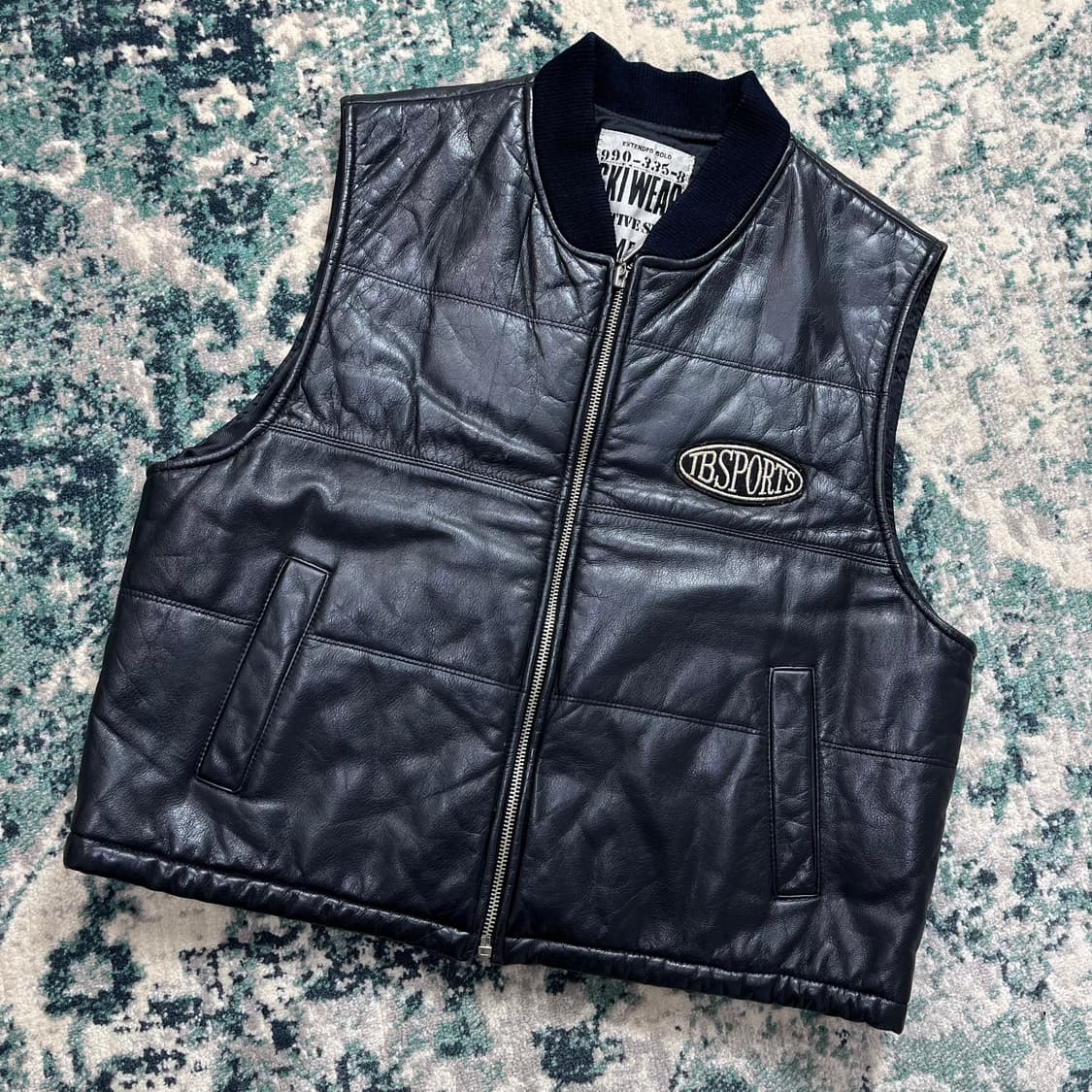 90s Tomboy Ski 톰보이 스펠아웃 가죽 베스트 조끼(S) 상품이미지1