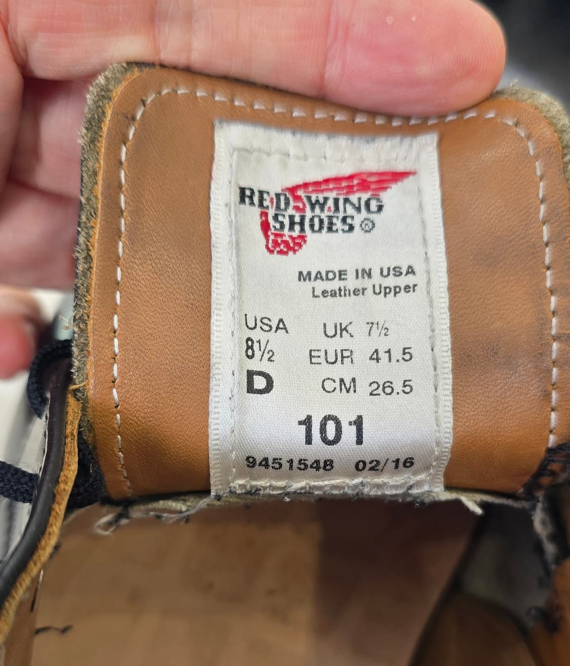 레드윙 101 포스트맨 옥스포드 블랙 8.5D  265 상품이미지4