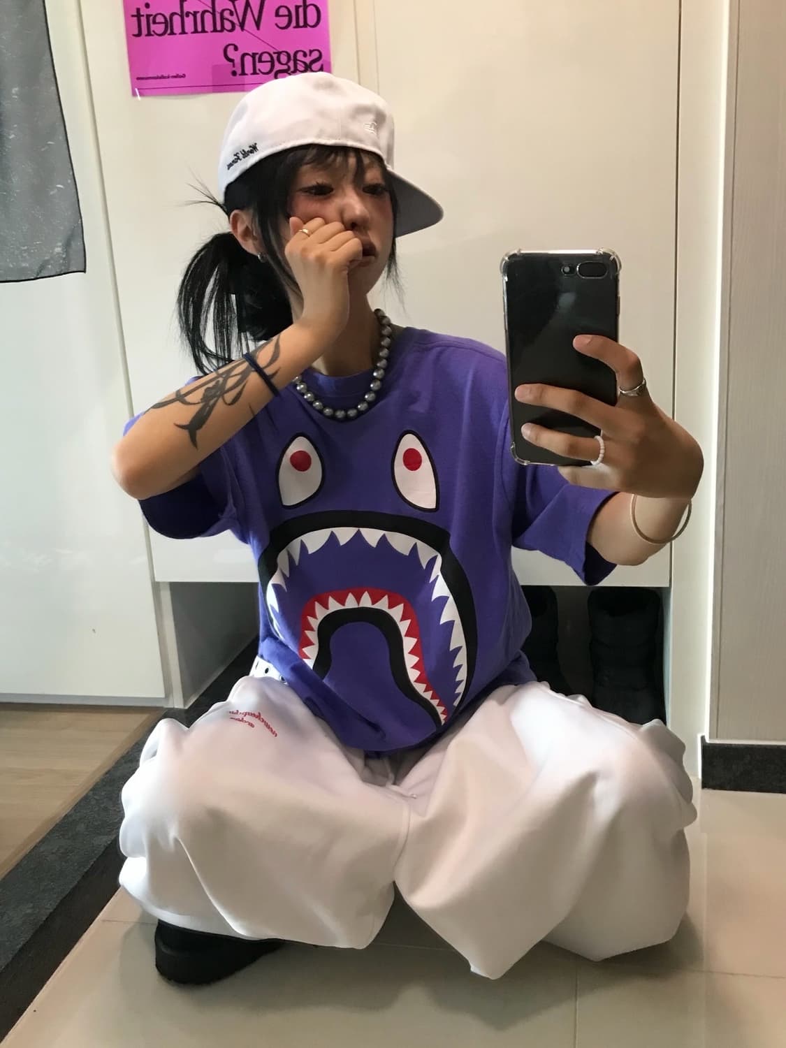 Bape Shark Big Printing Purple T-shirt 상품이미지5