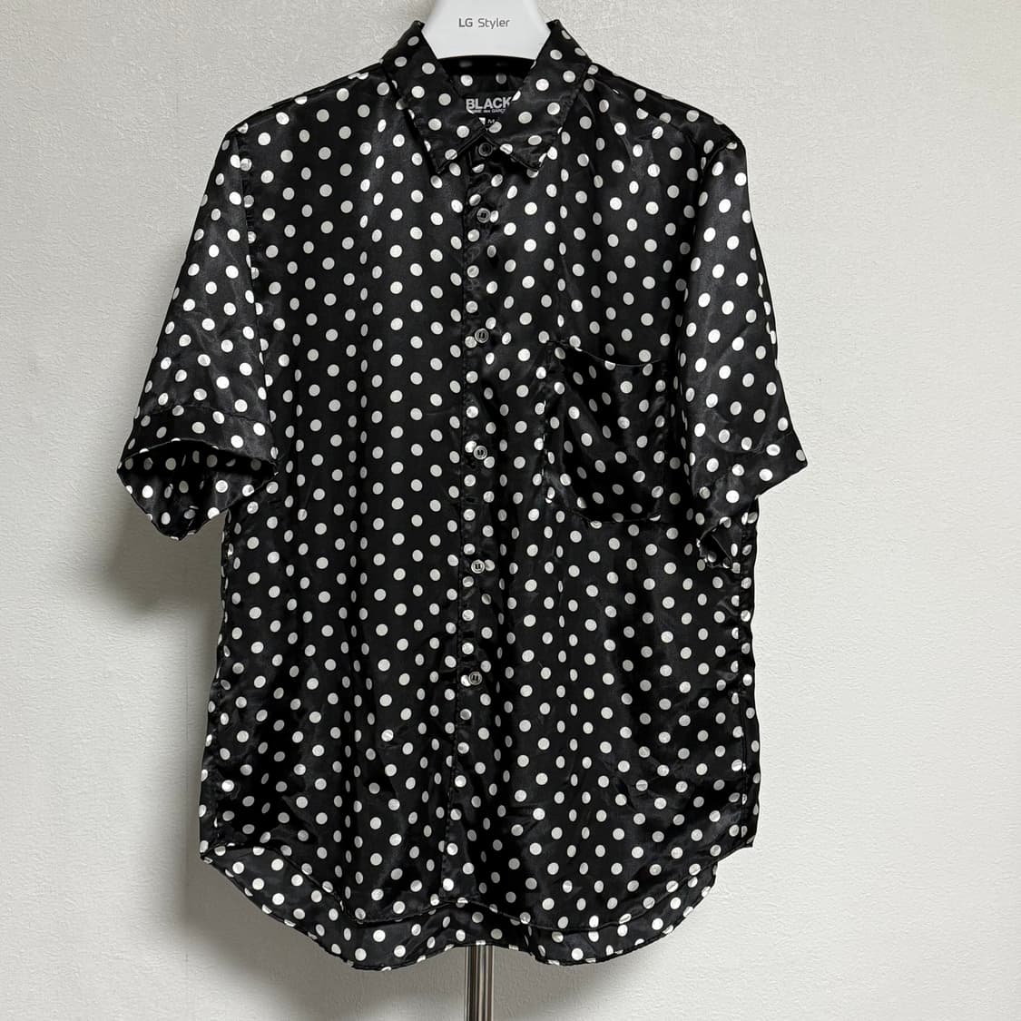 23ss 블랙 꼼데가르송 폴카닷 큐프라 블라우스 m 상품이미지1